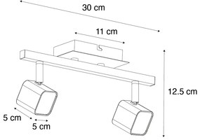 Moderne plafondlamp zwart incl. LED 2-lichts - Nola