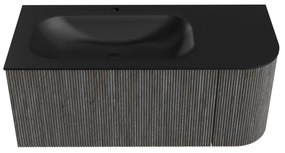 Mondiaz Kurve 105cm badmeubel ronding rechts shadow met 1 lade en deur en wastafel big small kraangat links urban