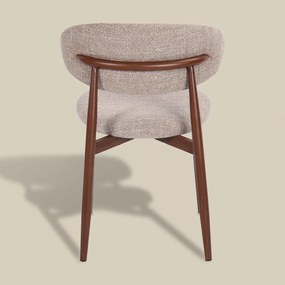Eetkamerstoel Walnoot Met Beige Stof