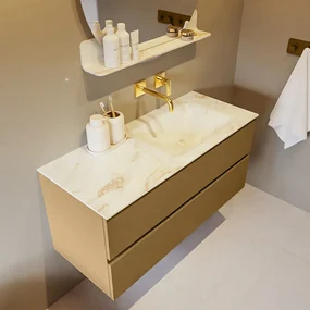 Mondiaz Vica DLux badmeubel 110cm oro 2 lades met wastafel frappe rechts zonder kraangat