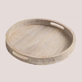 Ronde Decoratieve Schaal Ø38 Cm In Mangohout Diborna Vintage Wit Hout - Sklum