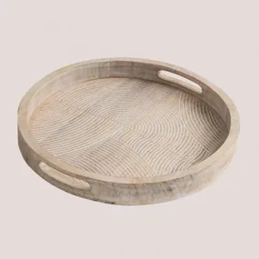 Ronde Decoratieve Schaal Ø38 Cm In Mangohout Diborna Vintage Wit Hout - Sklum