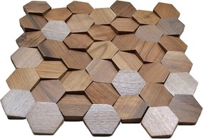 Houten Mozaïekpaneel | Walnoot Velvet | 31×30 cm | Hout | Tegel
