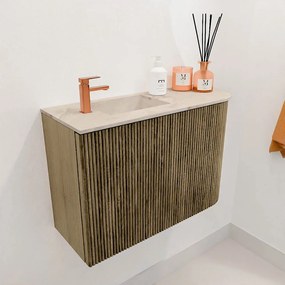 Mondiaz Joya DLux 60cm toiletmeubel ronding rechts dusk met wastafel faye links 1 kraangat frappe