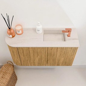 Mondiaz Joya DLux 70cm toiletmeubel ronding links oak met wastafel faye rechts 1 kraangat meli