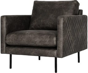 Fauteuil - Daisy - met doorgestikte armleuning - leer Colorado antraciet 01