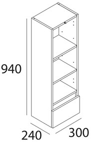 Muebles Adam hangende kolomkast mat grijs 30x94x24cm