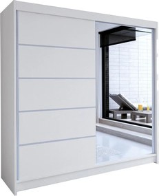 Kledingkast Closico 142, Wit, 215x180x58cm, 151 kg, Kledingkast deuren: Schuivend, Aantal planken: 5, Aantal planken: 5