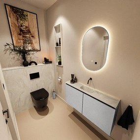 MONDIAZ TURE-DLUX 100cm toiletmeubel Plata. EDEN wastafel Ostra positie midden. Zonder kraangat. TUREDX100PLAM0OST