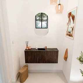 Mondiaz Joya DLux 100cm toiletmeubel walnut met wastafel faye midden 1 kraangat lava