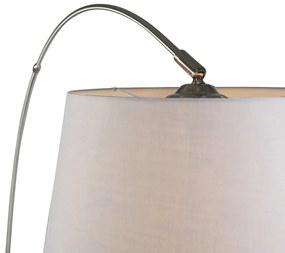 Smart booglamp staal met witte stoffen kap incl. Wifi A60 - Arc Basic