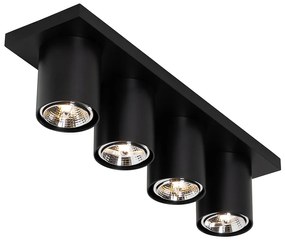 Moderne plafondSpot / Opbouwspot / Plafondspot zwart 4-lichts - Tubo Modern GU10 Binnenverlichting Lamp
