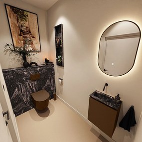 Mondiaz Ture DLux toiletmeubel 40cm rust met wastafel lava links zonder kraangat