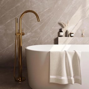 Brauer Gold Carving Staande Badkraan - handdouche staaf 1 stand - 2 carving knoppen - PVD - geborsteld goud 5-GG-262