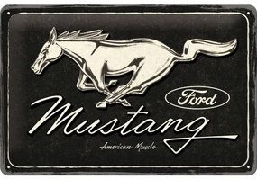 Metalen wandbord Ford - Mustang - Logo Black, (30 x 20 cm)