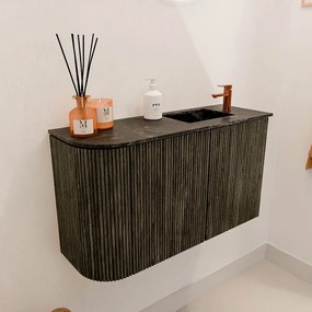 Mondiaz Joya DLux 70cm toiletmeubel ronding links shadow met wastafel faye rechts 1 kraangat lava