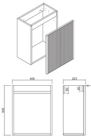 SaniGoods Mika toiletmeubel met ribbelfront 40x22.3x50cm zwart