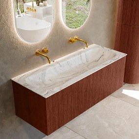 Mondiaz Kurve-dlux 120cm badmeubel ruby met 1 lade en wastafel big large midden zonder kraangat glace
