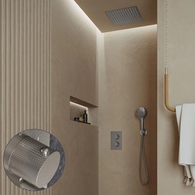 Saniclear Cube Curved inbouw regendouche met inbouw douchekop 30x30cm en 2 standen handdouche RVS