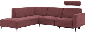Goossens Hoekbank Tiolo Met Relaxfunctie En Hoofdsteun rood, stof, 3-zits, modern design met ligelement links
