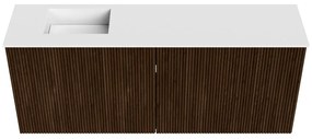 Mondiaz Joya 100cm toiletmeubel walnut met wastafel faye links 1 kraangat talc