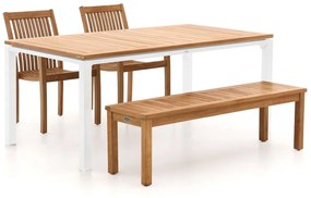 Sunyard Jakarta/Linosa 180cm dining tuinset met bank 4-delig stapelbaar