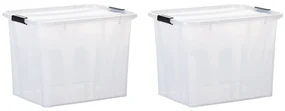 vidaXL Opbergboxen 2 st met deksels 55 L transparant