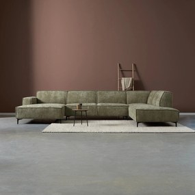 PEPP Interiors River Moderne U-bank Groene Stof Chaise Longue Links