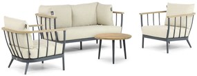 Stoel en Bank Loungeset 4 personen Aluminium/Teak Grijs  Apple Bee Condor/Montana