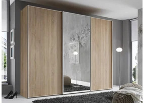 Goossens Kledingkast Big Choice Type 01 163, Slaapkamerkast 249 cm breed, 240 cm hoog, 2 schuifdeuren en 1glas schuifdeur midden