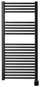 Sanicare elektrische design radiator 45x112cm zwart met Bluetooth en thermostaat rechts zwart