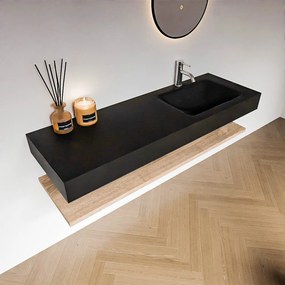 Zaro Alan badmeubel 140cm met planchet washed oak en vrijhangende wastafel cloud rechts 1 kraangat urban