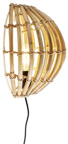 Landelijke wandlamp bamboe half rond - Canna