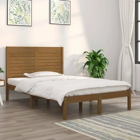 vidaXL Bedframe massief hout honingbruin 120x190 cm 4FT Small Double