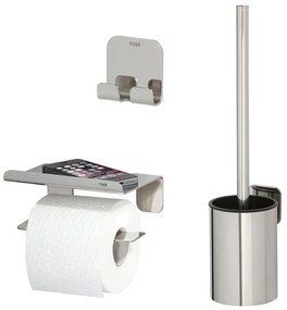 Tiger Colar Toiletaccessoireset Toiletborstel met houder Toiletrolhouder met planchet Handdoekhaak - RVS gepolijst 1314400302