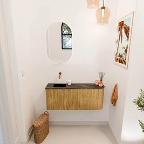 Mondiaz Joya DLux 100cm toiletmeubel ronding rechts oak met wastafel faye links zonder kraangat lava