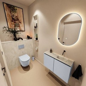 MONDIAZ TURE-DLUX 80cm toiletmeubel Clay. EDEN wastafel Ostra positie rechts. Zonder kraangat. TUREDX80CLAR0OST