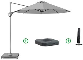 Zweefparasol  Ø3m T1 (incl.voet + hoes) light grey Grijs-antraciet Platinum Voyager