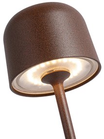 Buitenlamp met dimmer LED Set van 2 tafellamp met dimmeren mushroom roestbruin incl. laadstation - Raika Modern IP65 Buitenverlichting Lamp