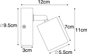 Industriële spot zwart met hout kantelbaar - Jeana