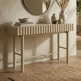 Sidetable Met Grote Ribbels Zandkleur - 120 X 35cm.