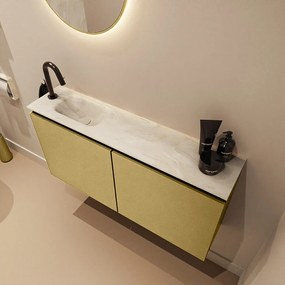 Mondiaz Ture DLux toiletmeubel 100cm oro met wastafel ostra links met kraangat