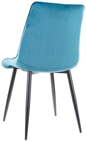 Stoel POSH turquoise (stof Bluvel 85) - modern, gestoffeerd, fluweel, voor woonkamer, eetkamer