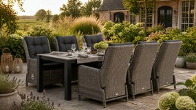 Tuinset 6 personen 240 cm Wicker Grijs Garden Collections Kingston/Valley