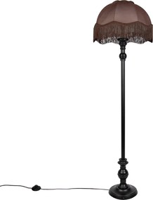 Vloerlamp zwart met bruine kap en witte binnenkant 45cm - Classico