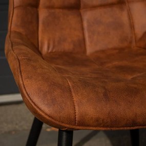 Eetkamerstoel - Loena - stof Cowboy retro lederlook cognac