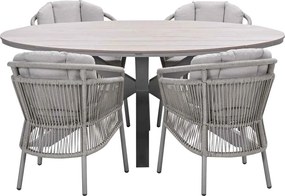 Garden Impressions Sorong tuinset 5-delig - Tulli tuintafel 180x115 cm - light teak vironwood