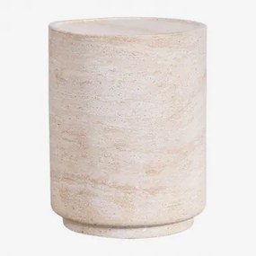 Set Van 2 Ronde Nachtkastjes Ø35 Cm In Cement Darwys Look Travertino - Sklum