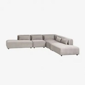 Fogler 5-delige Modulaire Hoekbank Met Dubbele Chaise Longue Corduroy Grijs – Taupe – Koel - Sklum