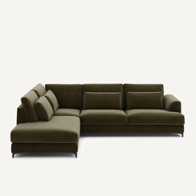 Omvormbare hoekbank links, fluweel, Marsile